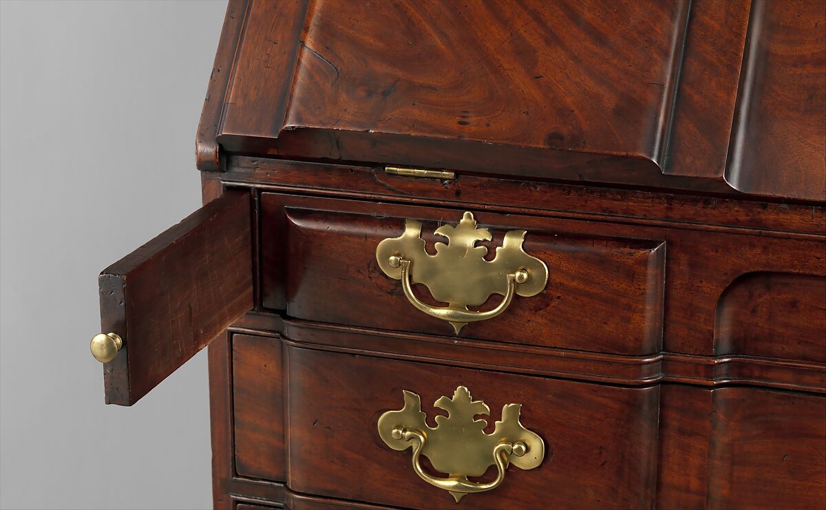 Desk and bookcase, Workshop of Nathaniel Gould (1734–1782), Mahogany, white pine; brass, American
