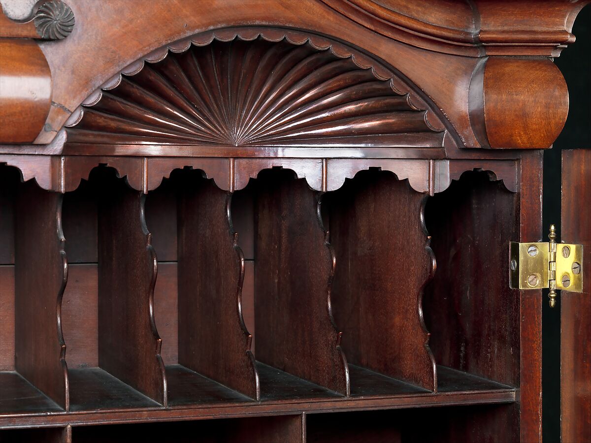 Desk and bookcase, Workshop of Nathaniel Gould (1734–1782), Mahogany, white pine; brass, American