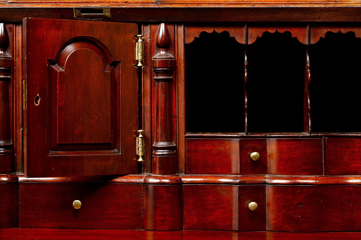 Desk and bookcase, Workshop of Nathaniel Gould (1734–1782), Mahogany, white pine; brass, American
