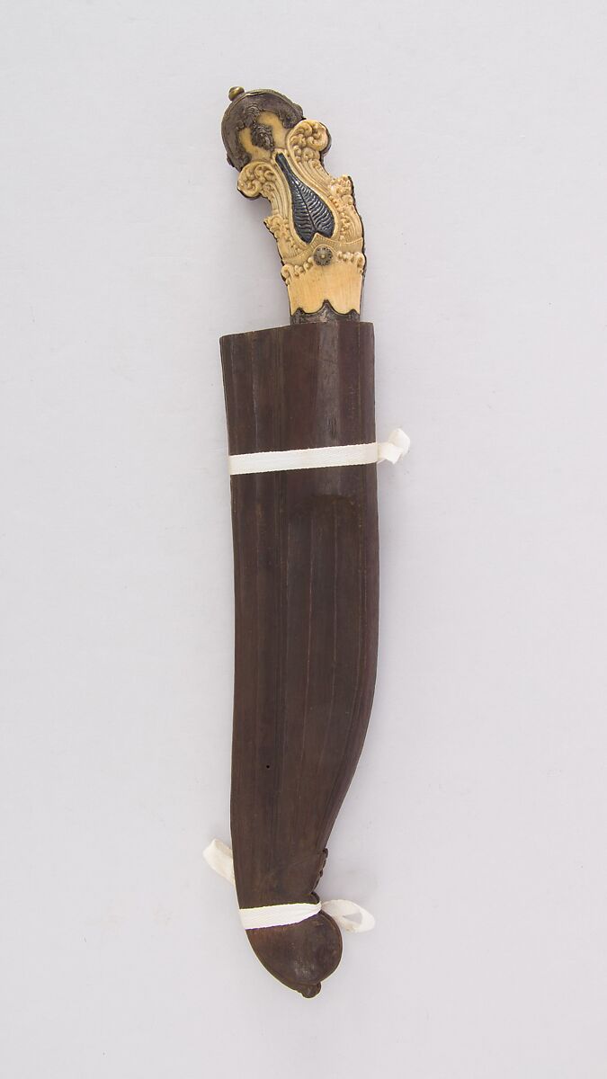 Knife (Piha Kaetta) with Sheath, Ivory, silver, brass, Sri Lankan