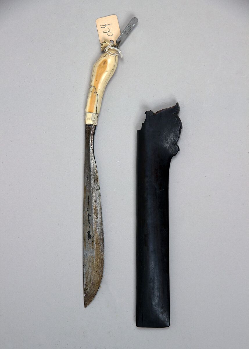 Knife (Golok) with Sheath, Wood, steel, ivory, Sumatran 