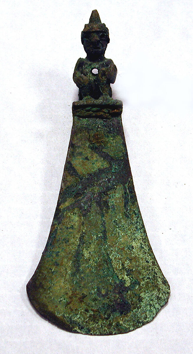 Tumi with Figure, Copper (cast), Moche 