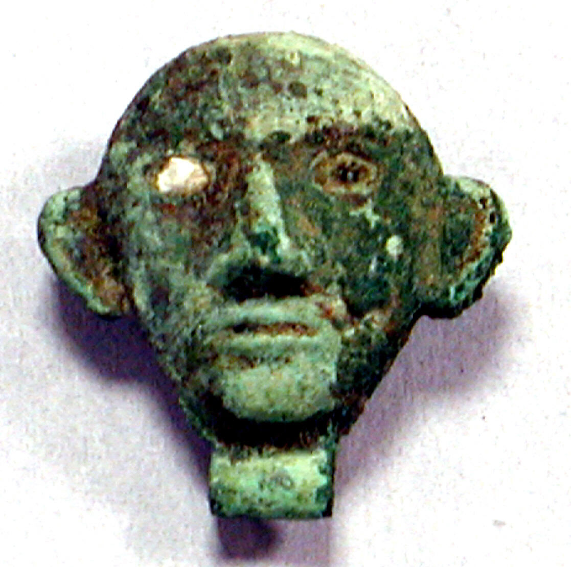 Copper Tweezers, Copper (hammered), shell, Moche (?) 