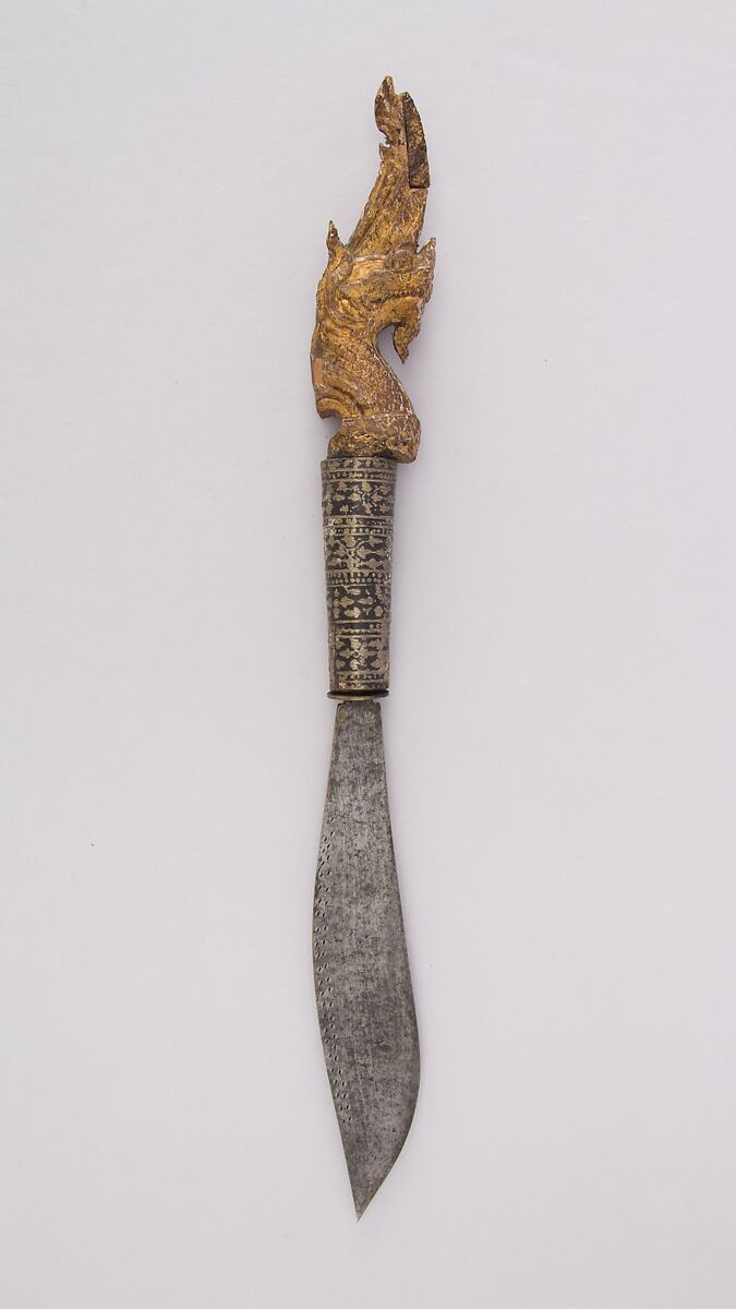 Dagger, Wood, brass, steel, Thai
