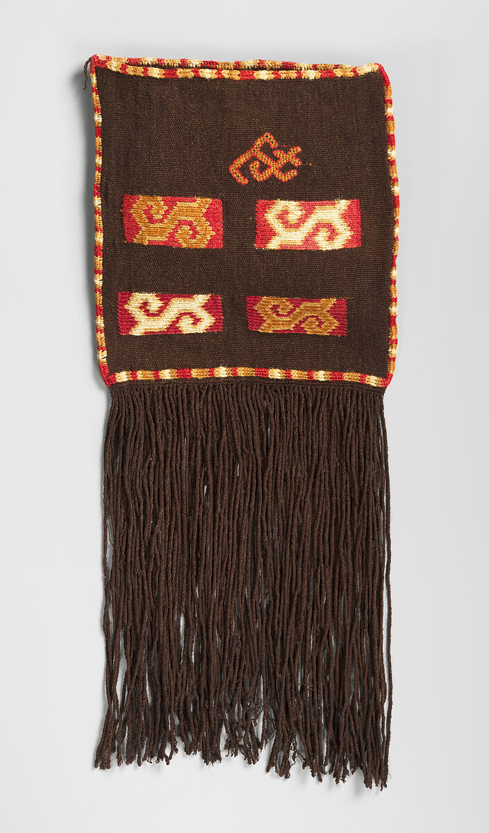 Embroidered bag with fringe, Nasca artist, Camelid hair, Nasca