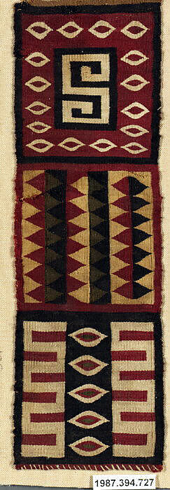Band Fragment, Cotton, camelid hair, Inca 