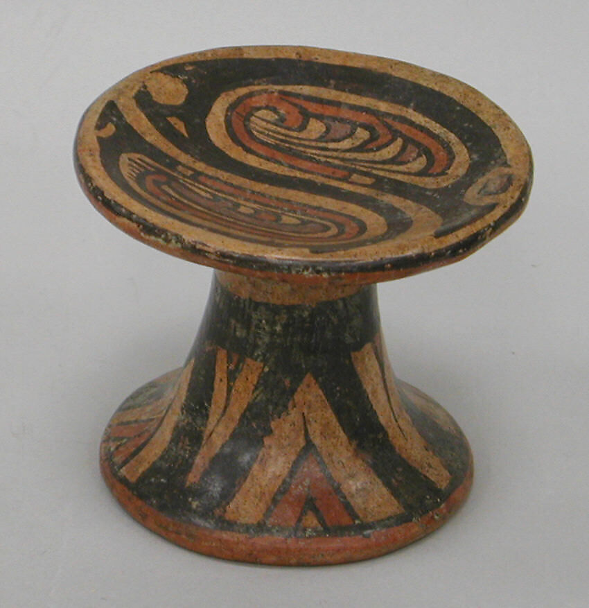 Painted Ceramic Pedestal Plate, Ceramic, pigment, Coclé (Macaracas) 