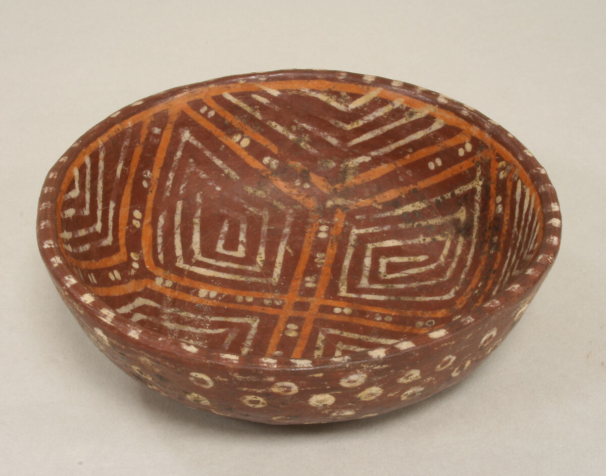 Bowl with Geometric Design, Ceramic, slip, pigment, Mexican 