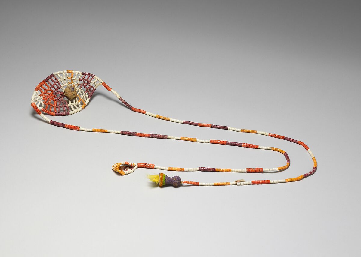 Sling Shot with Shells, Shell, cotton, beads, wood, Chimú or Chancay