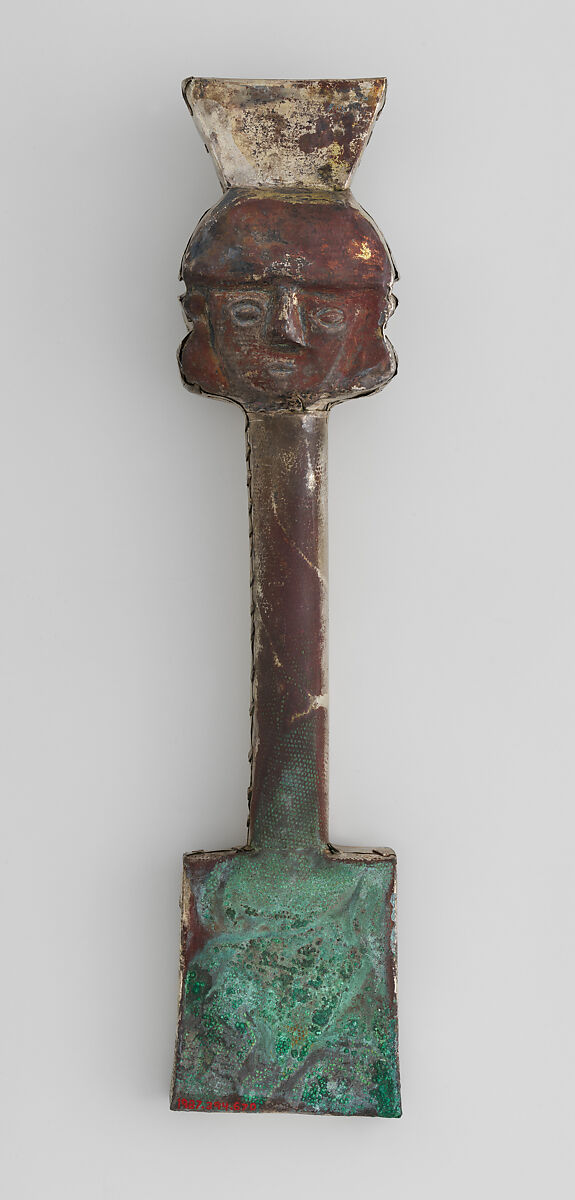 Miniature staff, Chimú or Chancay artist(s), Silver (hammered), wood, Chimú or Chancay