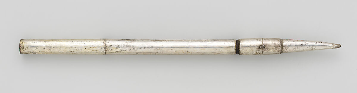 Digging stick, Silver (hammered), wood, Chimú or Chancay 