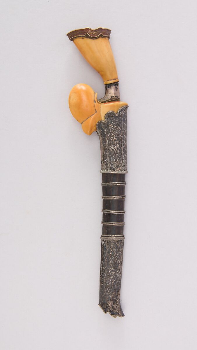Knife (Bade-bade) with Sheath, Ivory, wood, silver, steel, Sumatran