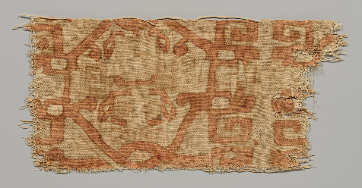 Textile Fragment, Chavín artist(s), Cotton, refined iron earth pigments, Chavin 