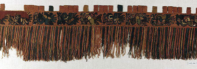 Border Fragment, Camelid hair, cotton, Nasca 