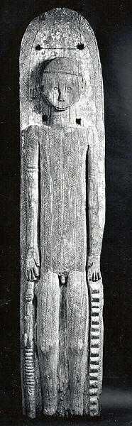 Architectural Element: Male Figure, Wood, pigment, Edo peoples, Ishan group (?) 