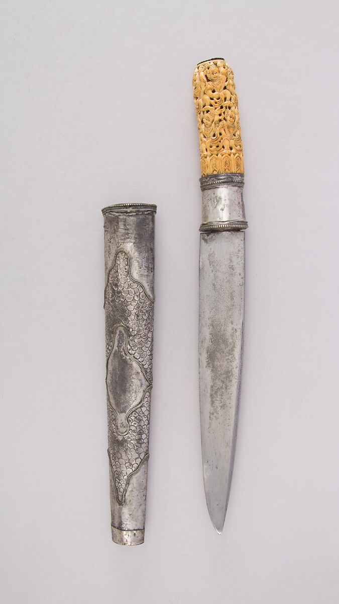 Dagger with Sheath (Dah Hmyaung or Dha), Silver, ivory, Burmese 