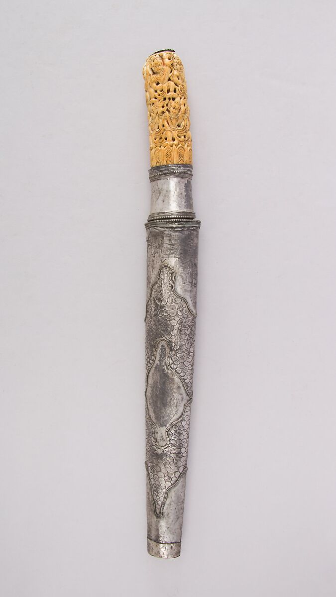 Dagger with Sheath (Dah Hmyaung or Dha), Silver, ivory, Burmese