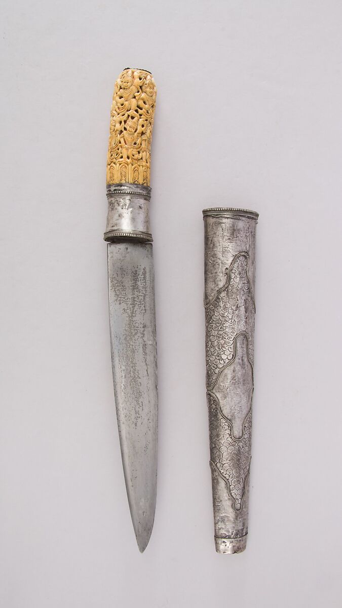 Dagger with Sheath (Dah Hmyaung or Dha), Silver, ivory, Burmese