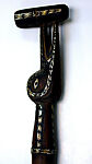 Walking Stick, Solomon Islands artist, Wood, chambered nautilus shell, paint, resin, Solomon Islands