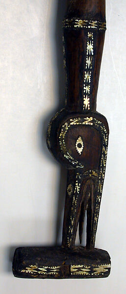 Walking Stick, Wood, chambered nautilus shell, paint, resin, Solomon Islands