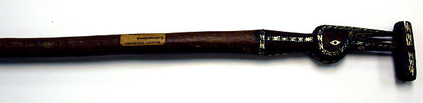 Walking Stick, Wood, chambered nautilus shell, paint, resin, Solomon Islands