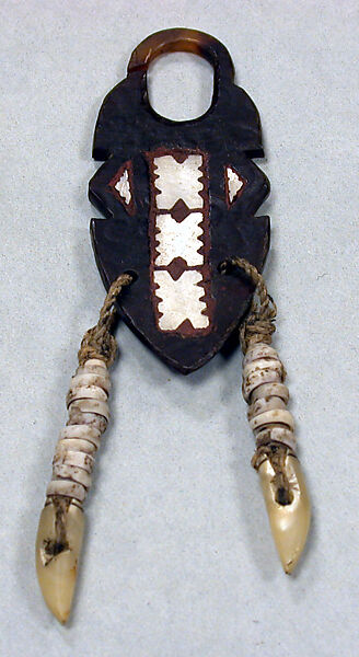 Nose Ornament, Turtle shell, chambered nautilus shell, shell, fiber, Solomon Islander 