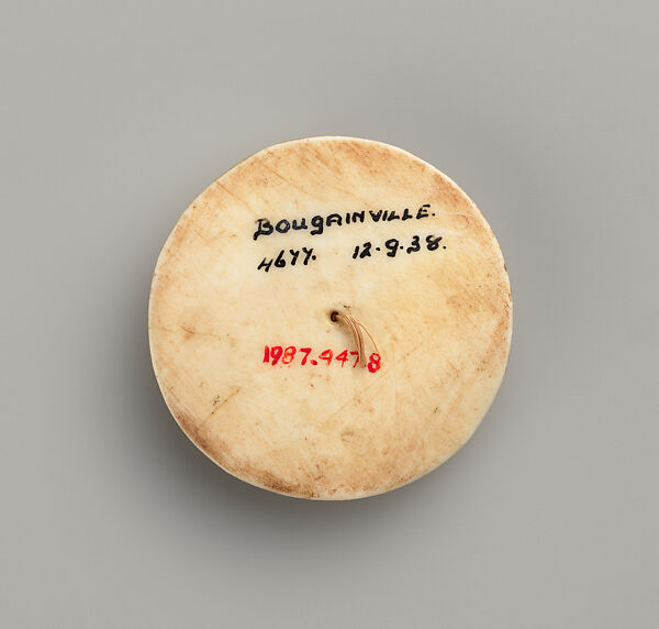 Pendant or Head Ornament (Kapkap), Tridacna shell, turtle shell, fiber, Bougainville Island