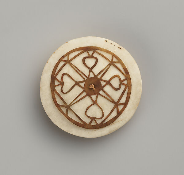 Pendant or Head Ornament (Kapkap), Tridacna shell, turtle shell, fiber, Bougainville Island 