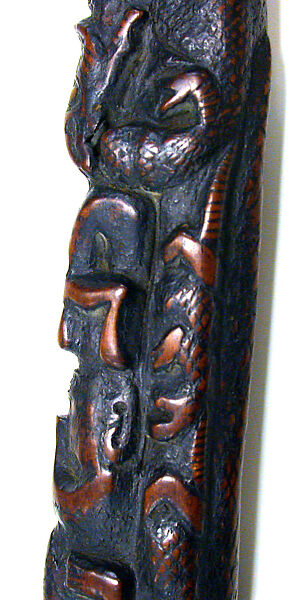 Ritual Staff (Tunggal Panaluan), Wood, feathers, tradecloth, Toba Batak people