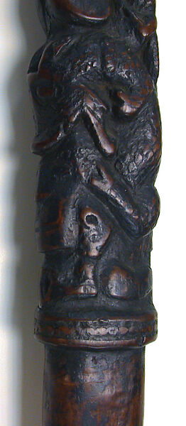 Ritual Staff (Tunggal Panaluan), Wood, feathers, tradecloth, Toba Batak people