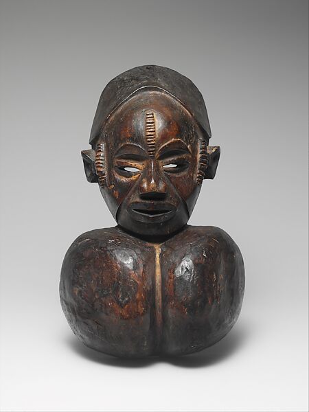 Mask: Female with Goiter, Wood, pigment, Okpoto peoples, Idoma group 