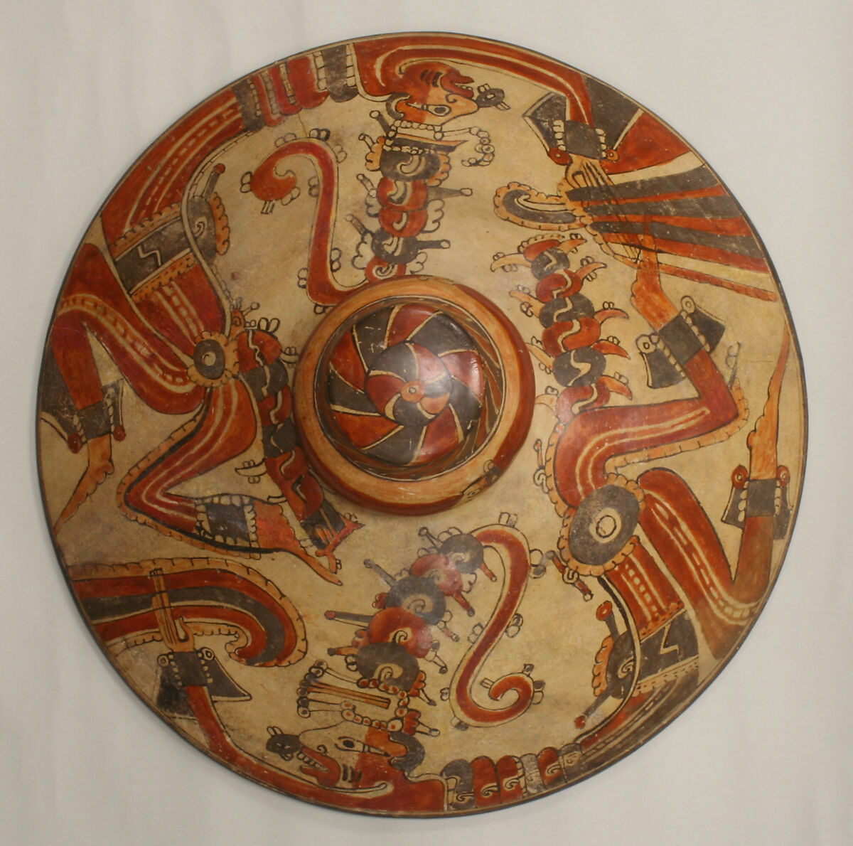 Lidded Vessel, Ceramic, slip, pigment, Maya