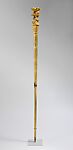 Ȯkyeame poma (royal spokesperson's staff) with stool, chain, and crossed swords, Asante-Akan artist, Wood, gold foil, Asante