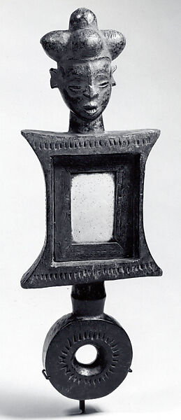 Mirror Case: Head, Wood, mirror, pigment, Okpoto peoples, Idoma or Igala group 