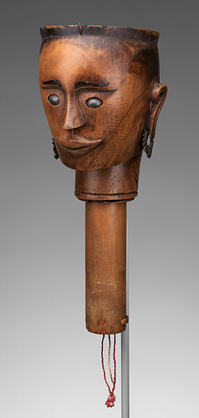 Si gale-gale (puppet head), Toba Batak artist(s), Wood, copper alloy, lead alloy, water buffalo horn, paint, Toba Batak 