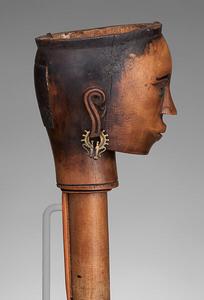 Si gale-gale (puppet head), Toba Batak artist(s), Wood, brass lead, water buffalo horn, paint, Toba Batak