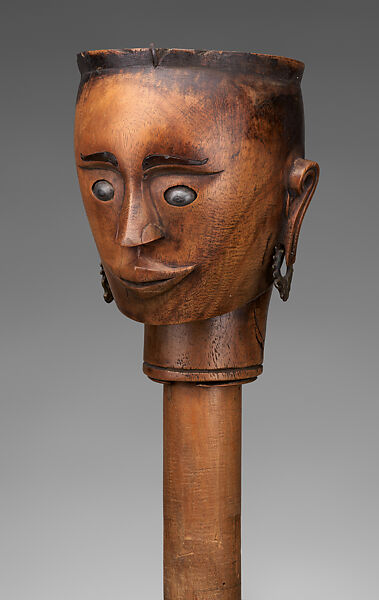 Si gale-gale (puppet head), Toba Batak artist(s), Wood, brass lead, water buffalo horn, paint, Toba Batak