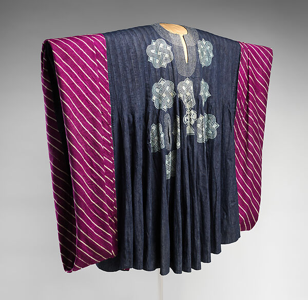 Ẹtù dámò àlàárì dàńdógó (man's ceremonial robe), Ijebu-Yoruba artist, Cotton, silk, dye, Ijebu-Yoruba peoples