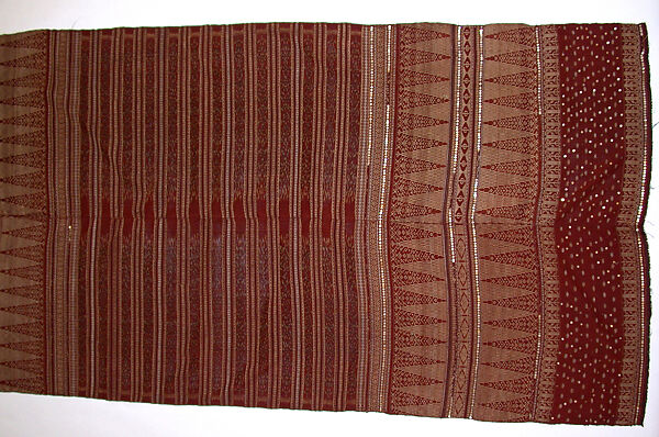 Sarong (Kain Lepas), Silk, gold and silver wrapped thread, sequins, Indonesia, Sumatra, Temalang Ulu, Pasemah 