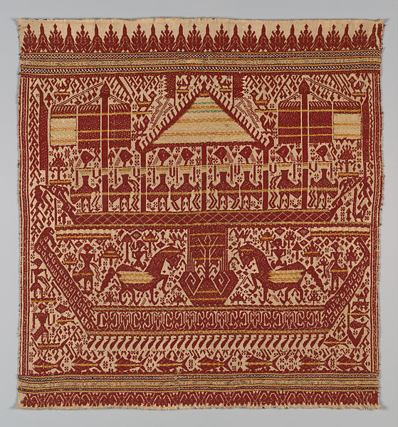 Ceremonial Textile (Tampan), Cotton, silver wrapped thread, silk, Lampung 