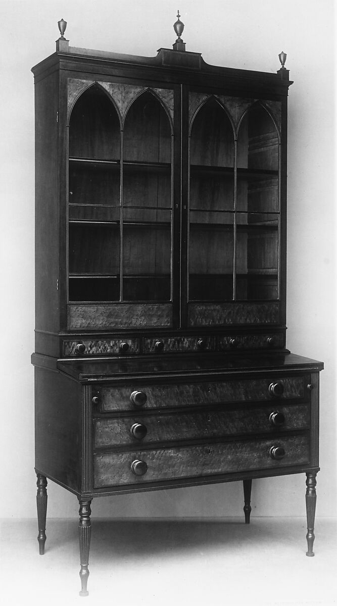 Desk and Bookcase, Attributed to Thomas Seymour (1771–1848), Maple, mahogany, oak, white pine, American 