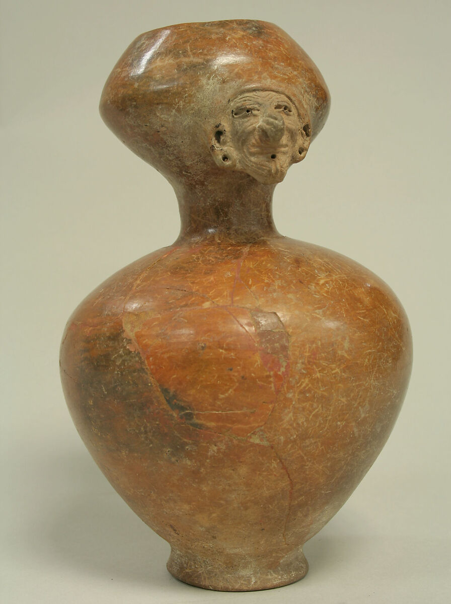 Vessel with Face, Ceramic, Manteño 