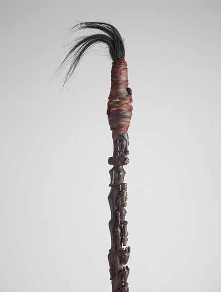 Ritual Staff (Tunggal Panaluan), Wood, cotton, horse hair, Toba Batak people 