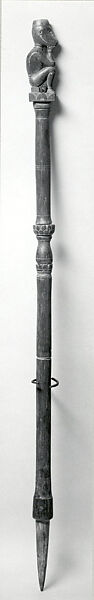 Pig-Trap Stick (Tuntun), Wood, tradecloth, Iban people 