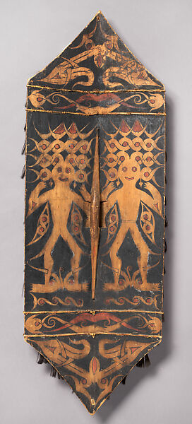 Klebit bok (shield), Kenyah or Kayan artist, Wood, paint, human hair, fiber, Kenyah or Kayan peoples