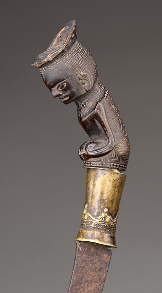 Piso sanalenggam (sword), Toba Batak artist, Water buffalo horn, brass lead, iron, Toba Batak peoples