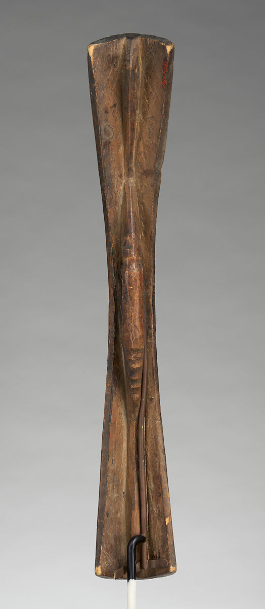 Dadatoko (ceremonial dance shield), Halmahera Island artist, Wood, shell, porcelain, paint, resin, Halmahera Island