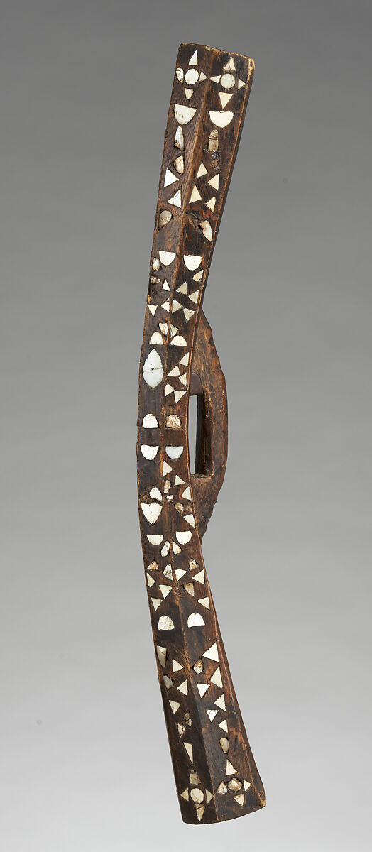 Dadatoko (ceremonial dance shield), Halmahera Island artist, Wood, shell, porcelain, paint, resin, Halmahera Island