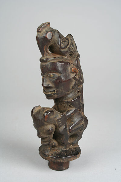 Perminangken (container for magical substances), Toba Batak artist, Wood, trade ceramic, copper/zinc alloy (mouth inlay), Toba Batak peoples