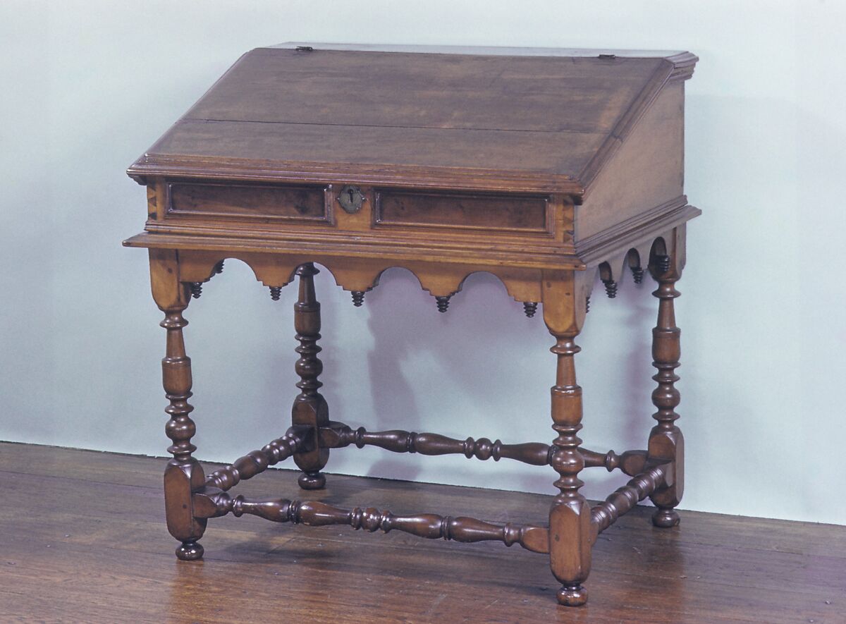 Desk-on-frame, Sweet gum, possibly mahogany veneer, yellow poplar, American